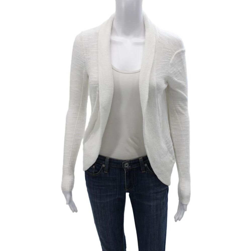 Lily Pulitzer Women White Collared Viscose Cardigan Long Sleeve Size XS